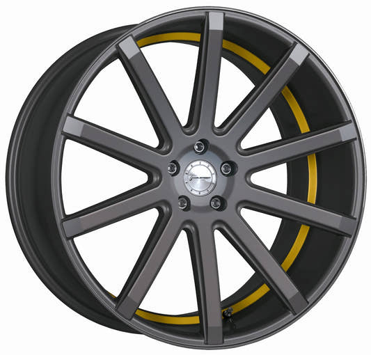 Corspeed Deville gunmetal / Undercut Color Trim gelb Alufelge 9x21 Zoll ET25 LK 5x112 ML73.1