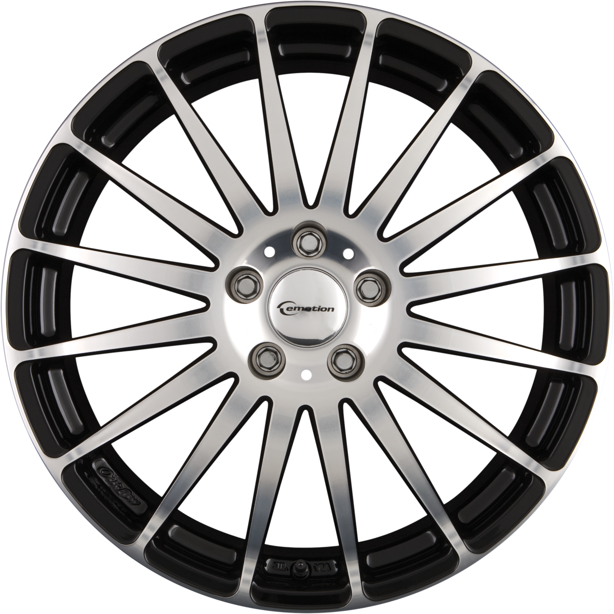 Emotion Wheels Racing Schwarz front poliert Alufelge 7x17 Zoll ET35 LK 4x100 ML60.1