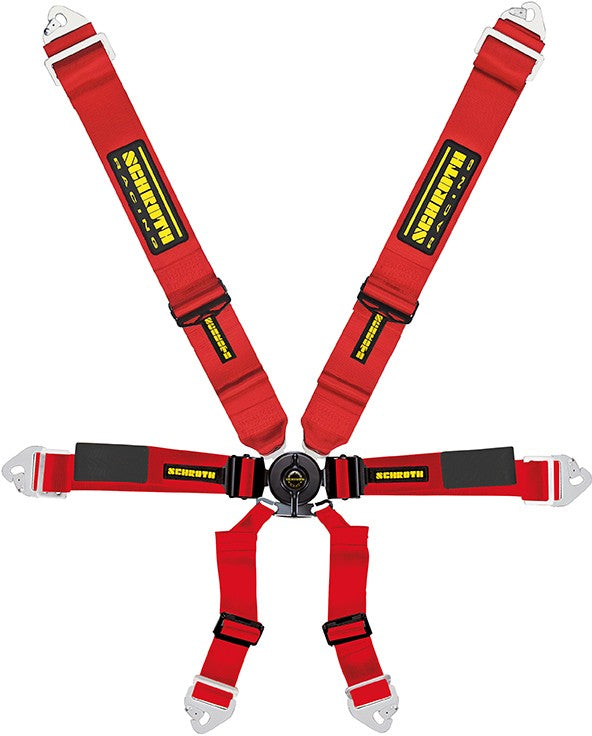 Schroth Enduro 3x2 rot mit schwarz/gelbem SCHROTH RACING Logo