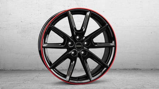 Borbet LX Black Glossy Rim Red Alufelge 8x18 Zoll ET44 LK 5x112 ML57.1