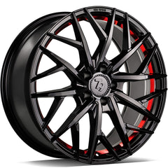 SEVENTY9 SSF-1 Black Glossy Red Inner Lip (BGRIL) Alufelge 7.5x17 Zoll ET40 LK 5x114.3 ML73.1