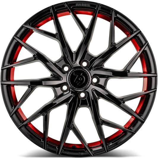 SEVENTY9 SSF-1 Black Glossy Red Inner Lip (BGRIL) Alufelge 8x18 Zoll ET45 LK 5x112 ML66.6 – Bild 2