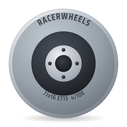 RacerWheels Monza Schwarz Glänzend Racer Felge 7x16 Zoll ET15 LK 4x108