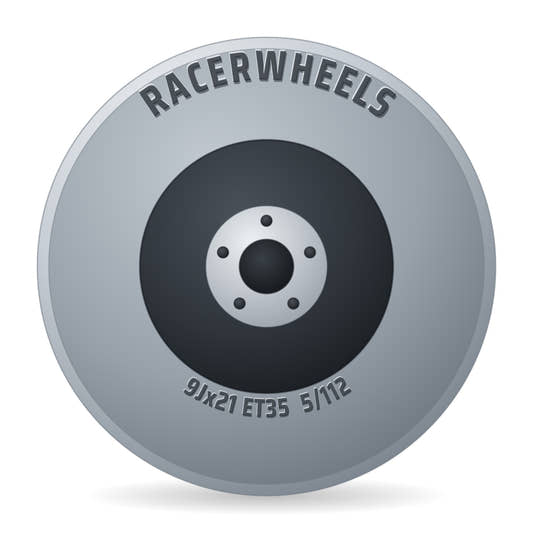 RacerWheels Radius Schwarz Glänzend Verblendung Poliert Racer Felge 9x21 Zoll ET35 LK 5x112