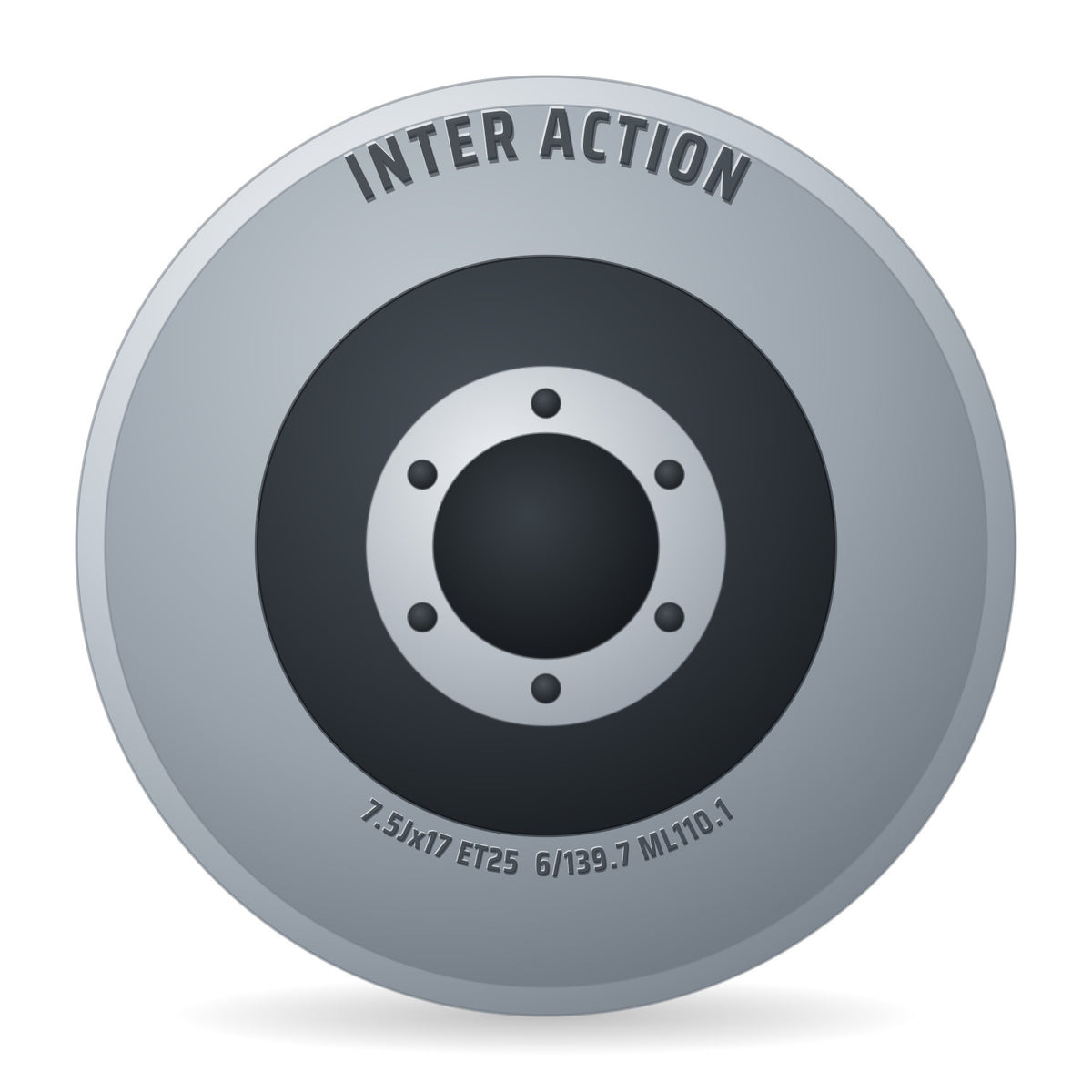 Inter Action Kargin 6 gloss black/polished Felge 7.5x17 Zoll ET25 LK 6x139.7 ML110.1