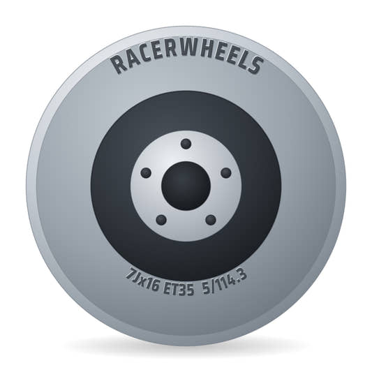 RacerWheels Rocket Schwarz Glänzend Verblendung Poliert Racer Felge 7x16 Zoll ET35 LK 5x114.3