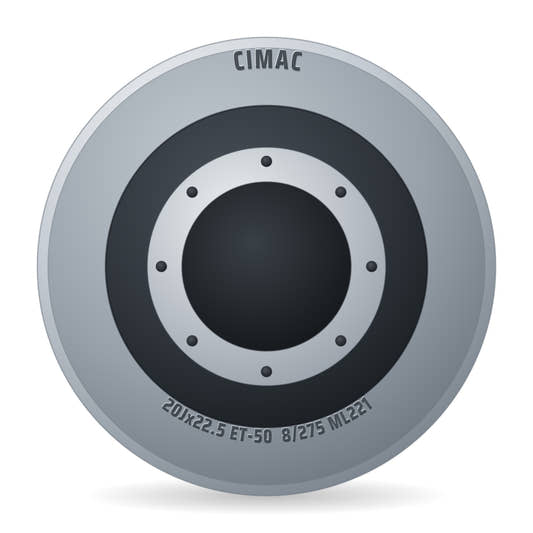 Cimac Stahlfelge 20.00x22.5 Zoll 8/275/221 ET-50 A225209019 Silber RAL9006