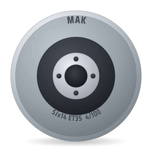 Mak F5040ccmb35ce schwarz/silber DOT: Felge 5x14 Zoll ET35 LK 4x100