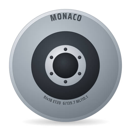 Monaco Tunnel hyper silber Felge 9x18 Zoll ET20 LK 6x139.7 ML110.1