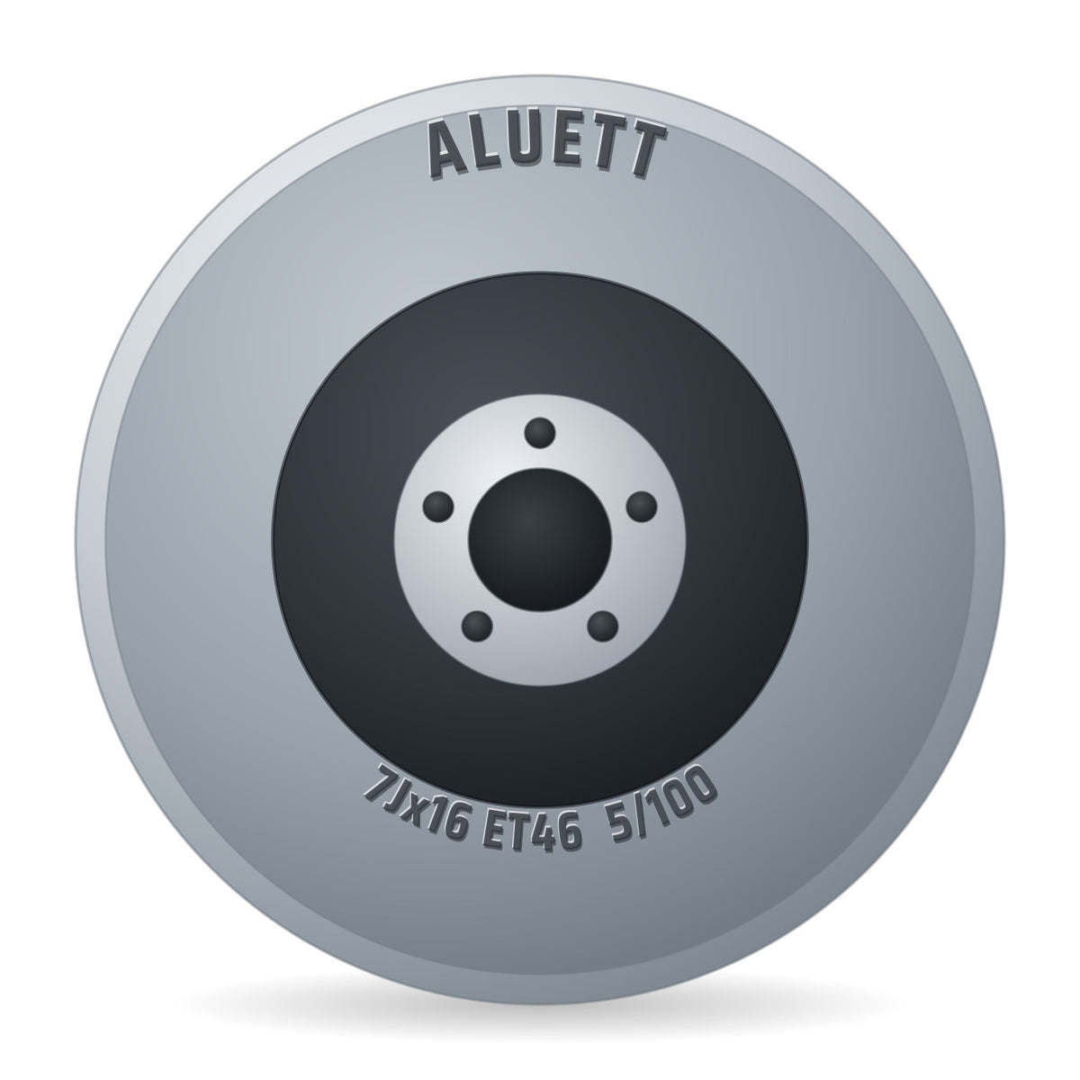 Aluett 56 Silber Felge 7x16 Zoll ET46 LK 5x100