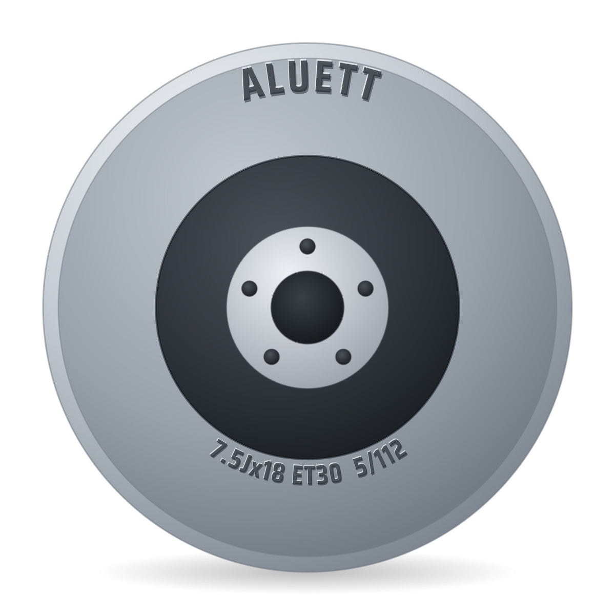 Aluett 87 Grau Matt Verblendung Poliert Felge 7.5x18 Zoll ET30 LK 5x112