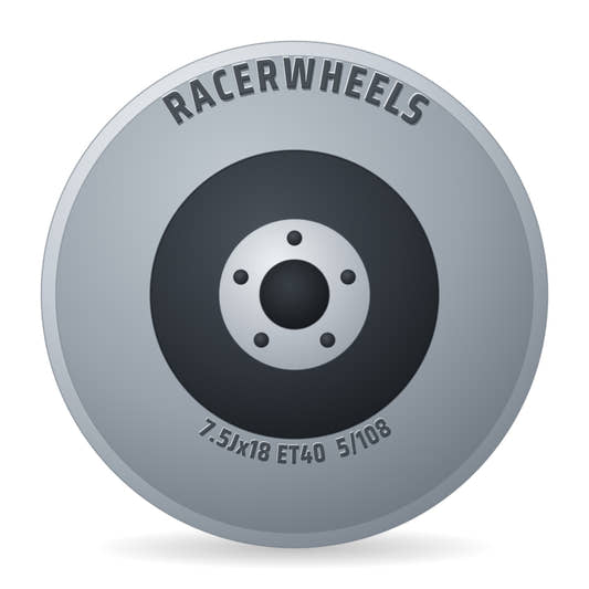 RacerWheels Pulse Schwarz Verblendung Poliert Racer Felge 7.5x18 Zoll ET40 LK 5x108