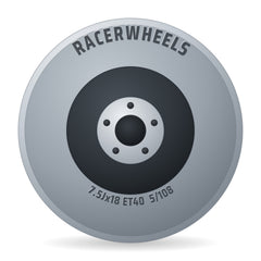 RacerWheels Pulse Schwarz Verblendung Poliert Racer Felge 7.5x18 Zoll ET40 LK 5x108