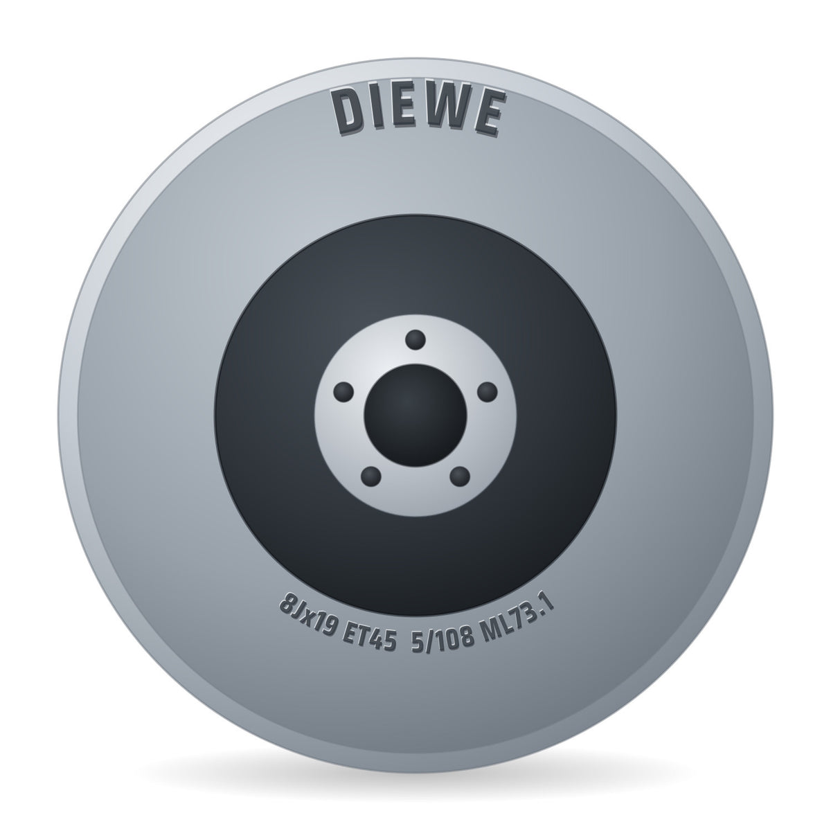 Diewe Dominar silver Alufelge 8x19 Zoll ET45 LK 5x108 ML73.1
