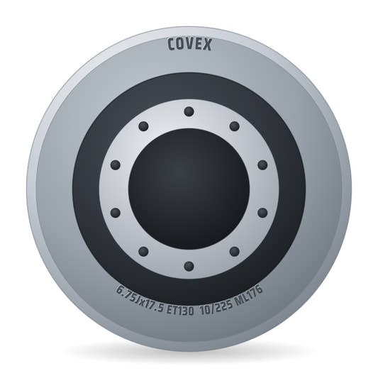 Covex Stahlfelge 6.75x17.5 Zoll 10/225/176 ET130 10000362 Silber RAL9006 einteilig