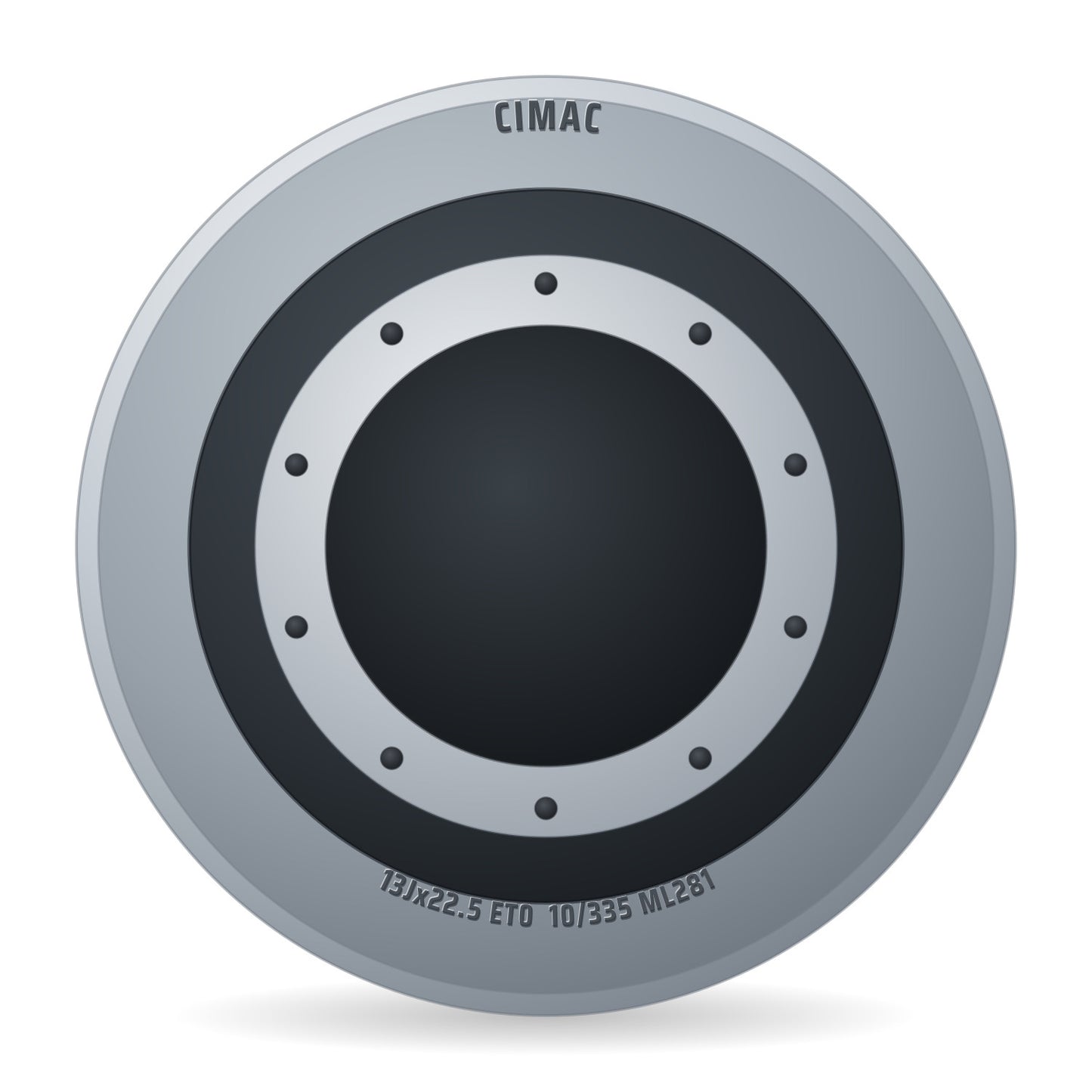 Cimac Stahlfelge 13.00x22.5 Zoll 10/335/281 ET0 CV2251371 B3 Silber RAL9006