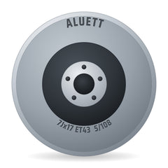 Aluett 89 Grau Verblendung Poliert Felge 7x17 Zoll ET43 LK 5x108