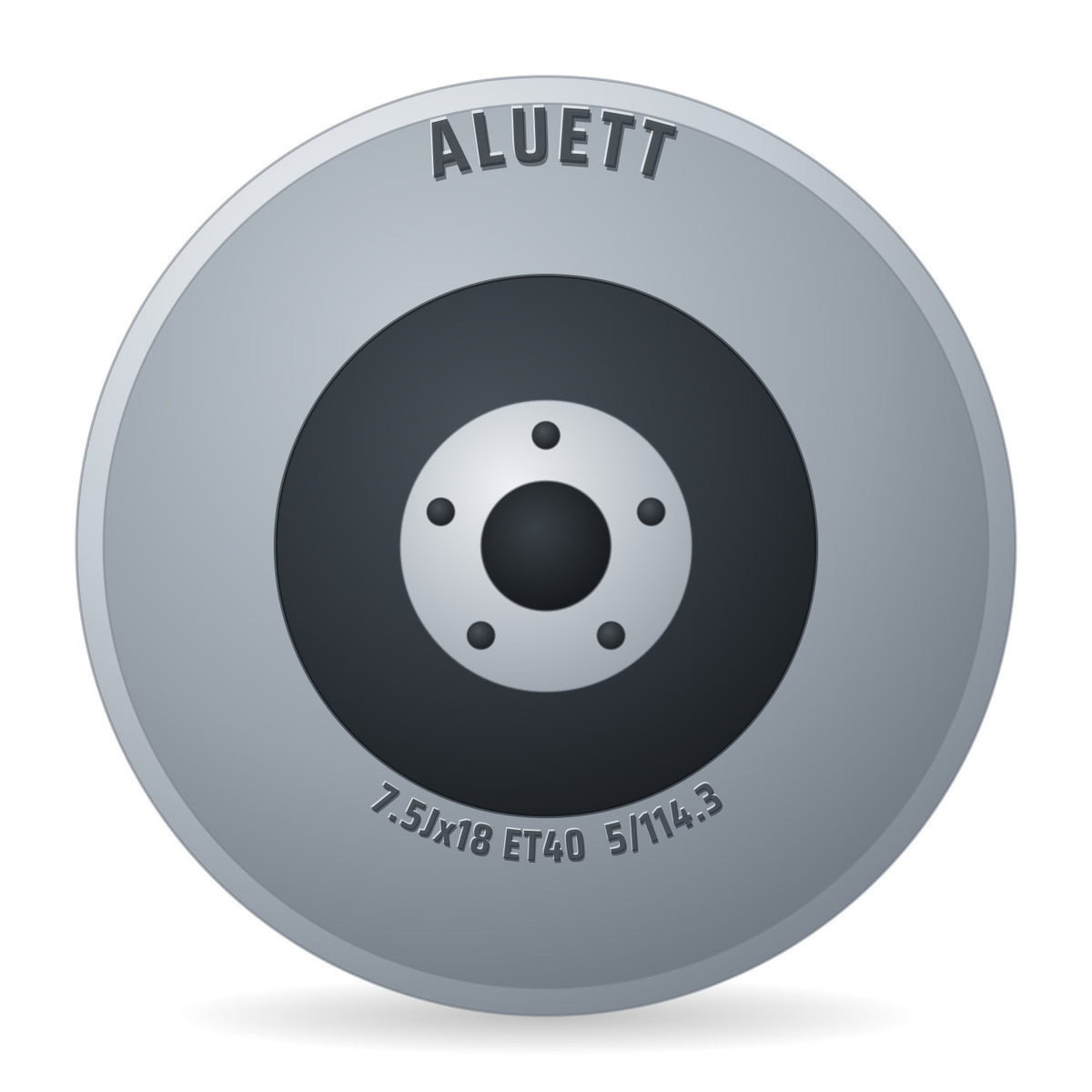 Aluett 87 Grau Matt Verblendung Poliert Felge 7.5x18 Zoll ET40 LK 5x114.3