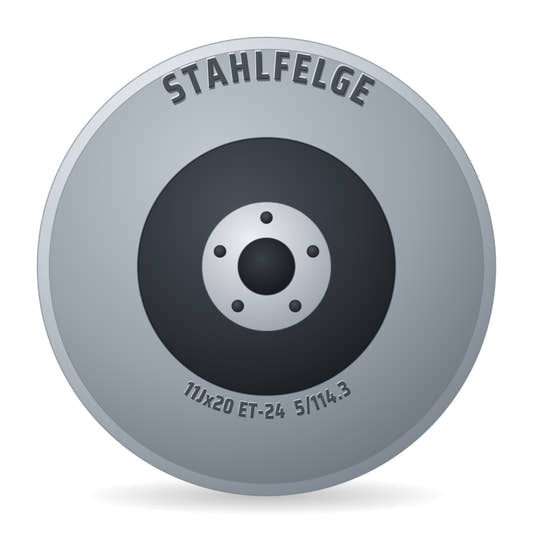 Stahlfelge Smoothie Schwarz Glanz Classic Felge 11x20 Zoll ET-24 LK 5x114.3