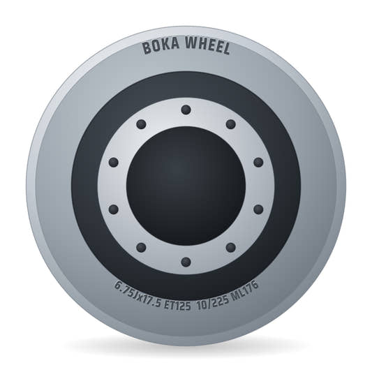BOKA Wheel Stahlfelge 6.75x17.5 Zoll 10/225/176 ET125 30963008 Silber RAL9006 einteilig