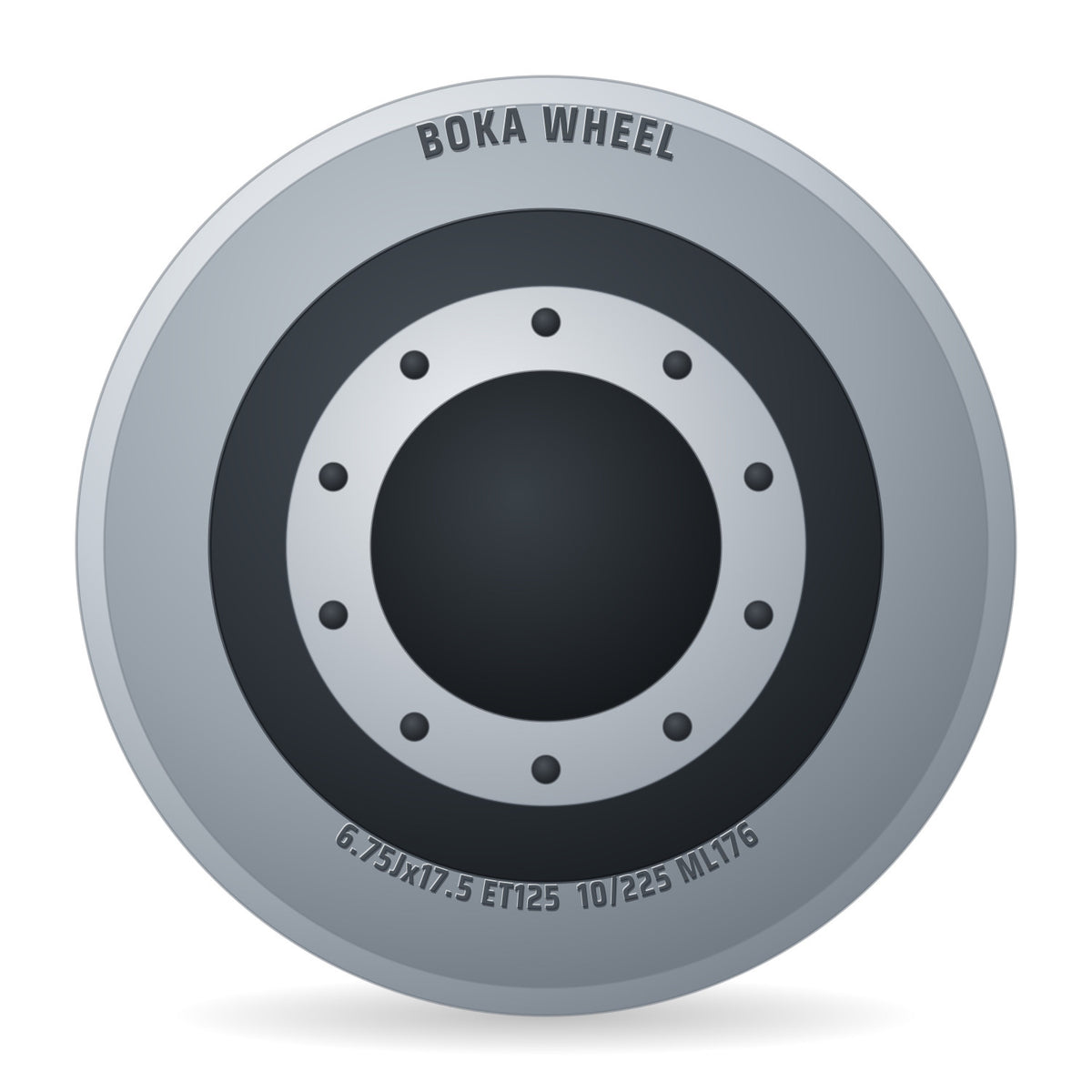 BOKA Wheel Stahlfelge 6.75x17.5 Zoll 10/225/176 ET125 30963008 Silber RAL9006 einteilig