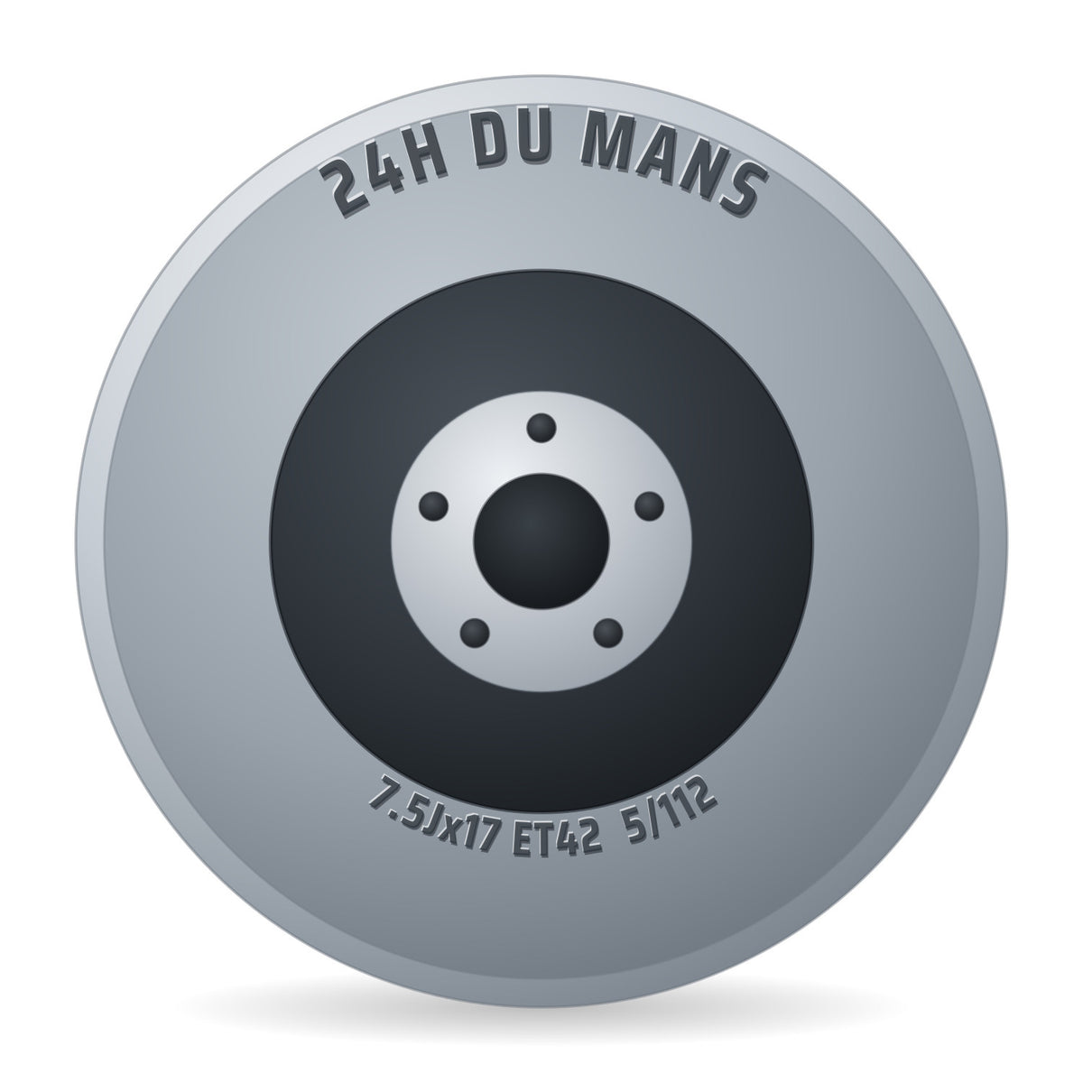 24H DU Mans Mulsanne Schwarz Satiniert Rand Poliert Felge 7.5x17 Zoll ET42 LK 5x112