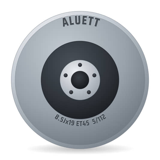 Aluett 86 Grau Verblendung Poliert Felge 8.5x19 Zoll ET45 LK 5x112