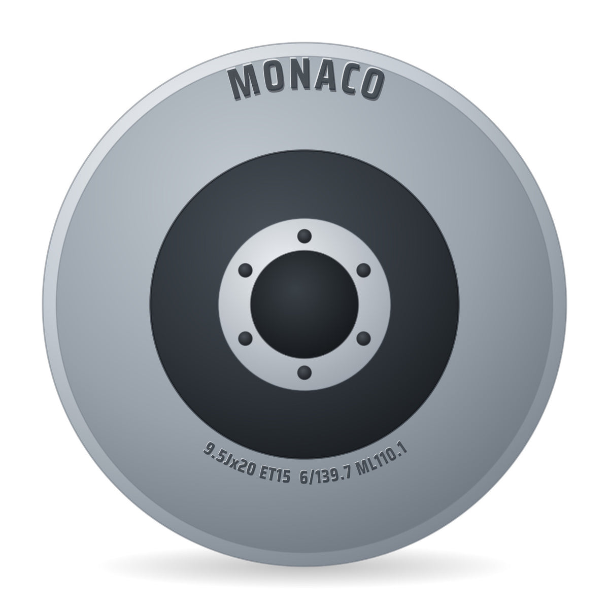 Monaco Tunnel hyper silber Felge 9.5x20 Zoll ET15 LK 6x139.7 ML110.1