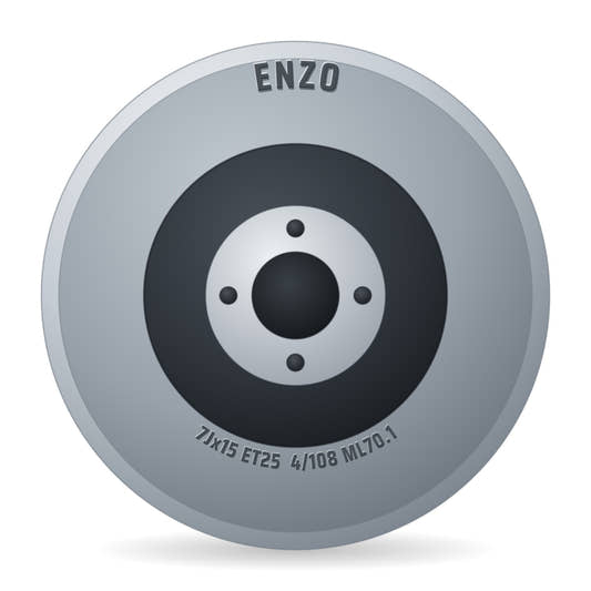 Enzo EC5325D Cup silber lackiert f. Peugeot Felge 7x15 Zoll ET25 LK 4x108 ML70.1