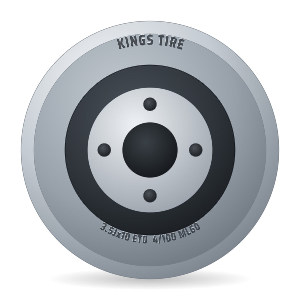 Kings Tire Komplettrad 5.00-10 V-8501 4PR auf Felge 3.50x10 4/100/60 ET0 Stahl Grau links