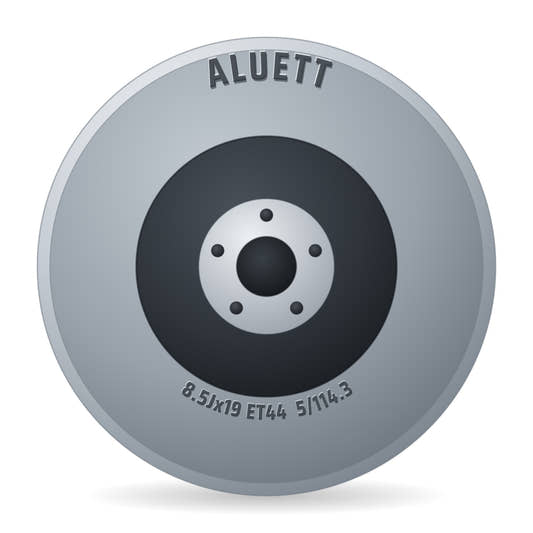 Aluett 86 Schwarz Matt Verblendung Poliert Felge 8.5x19 Zoll ET44 LK 5x114.3