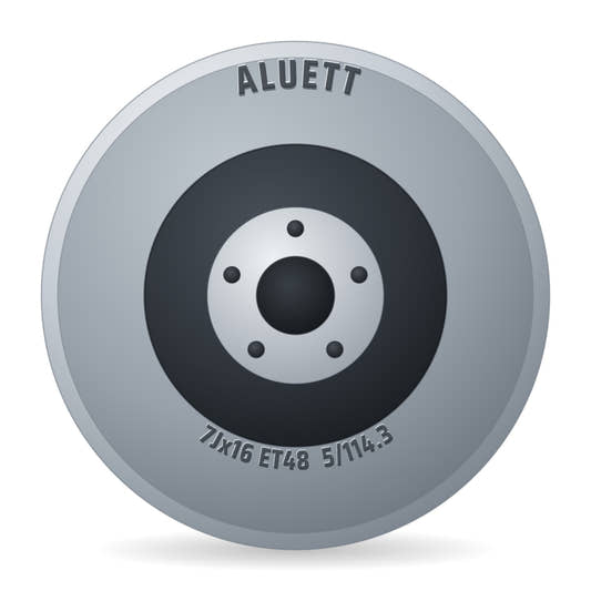 Aluett 56 Schwarz Glänzend Felge 7x16 Zoll ET48 LK 5x114.3