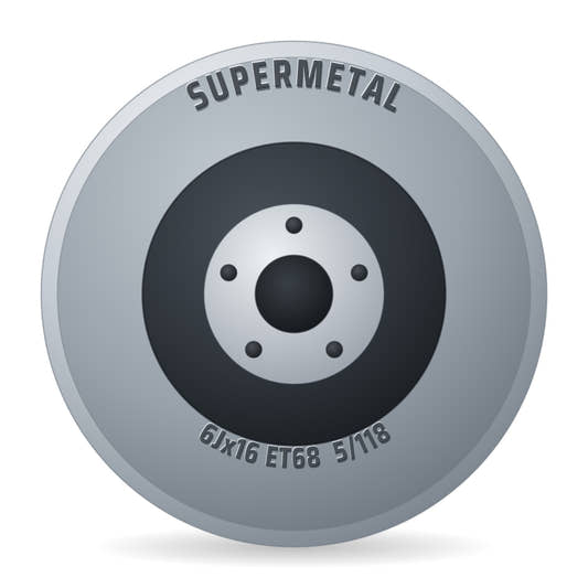 SuperMetal Vault Schwarz Glanz Poliert Felge 6x16 Zoll ET68 LK 5x118
