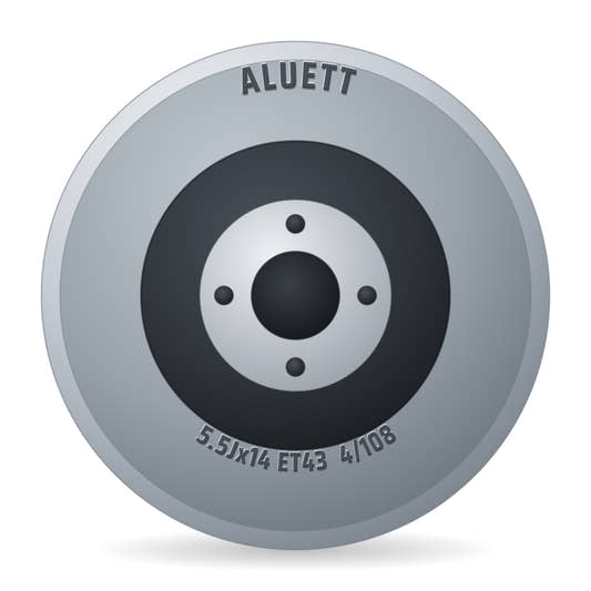 Aluett 40 Schwarz Matt Felge 5.5x14 Zoll ET43 LK 4x108