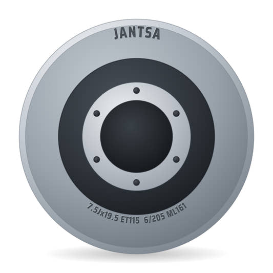 Jantsa Stahlfelge 7.50x19.5 Zoll 6/205/161 ET115 750423 zyl. 21 MZ ILV Silber RAL9006