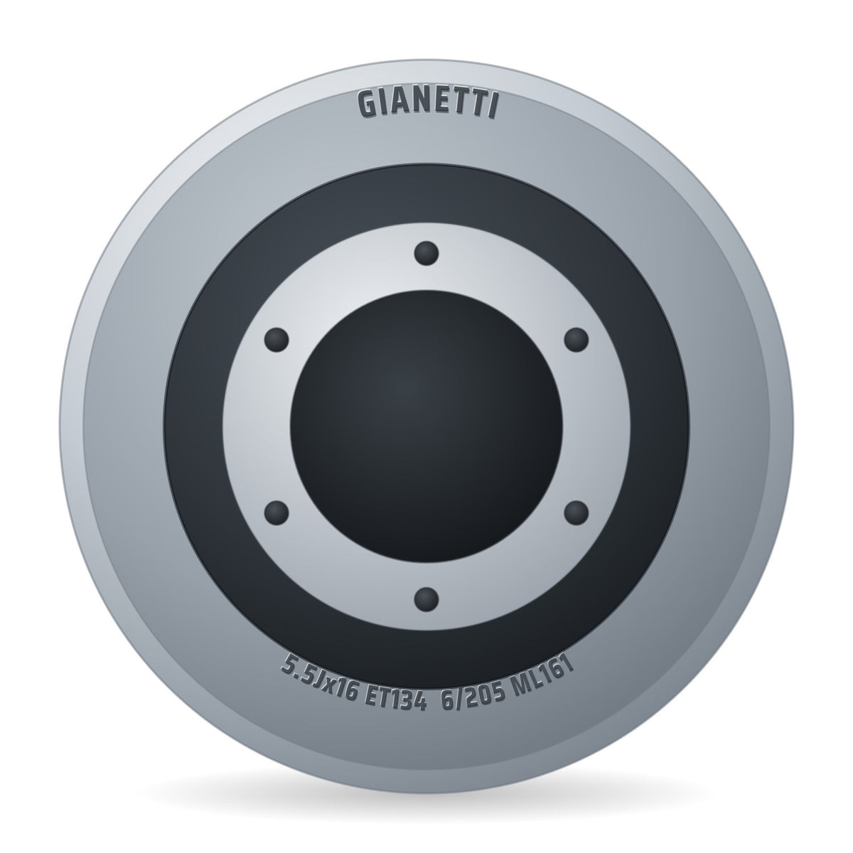Gianetti Stahlfelge 5,5x16 Zoll 6/205/161 ET134 21 MZ Silber