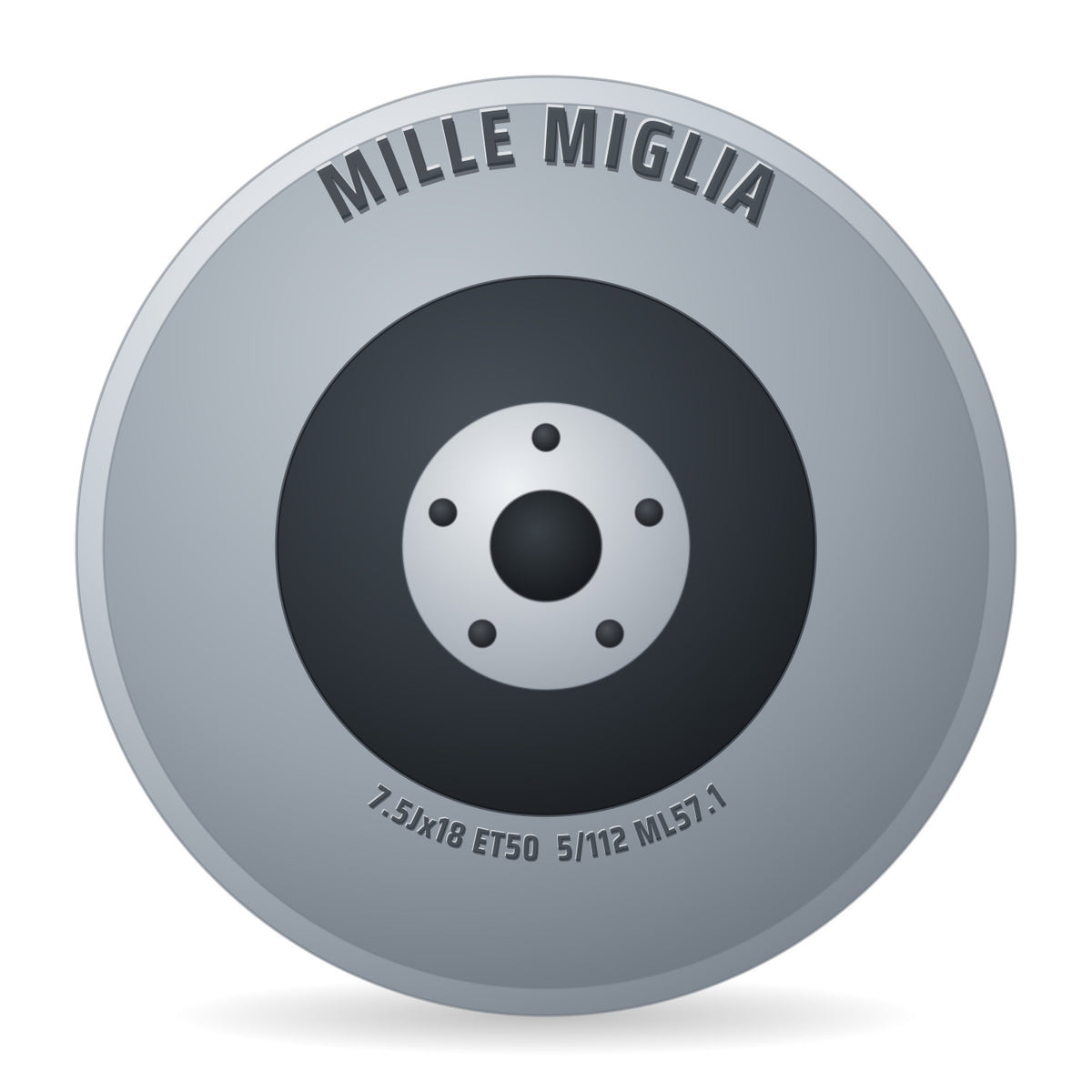 Mille Miglia MME-5 black glossy Felge 7.5x18 Zoll ET50 LK 5x112 ML57.1
