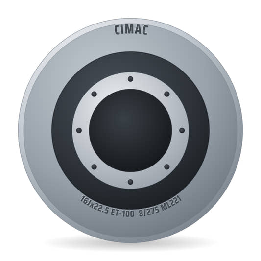 Cimac Stahlfelge 16.00x22.5 Zoll 8/275/221 ET-100 A225168101 Silber RAL9006