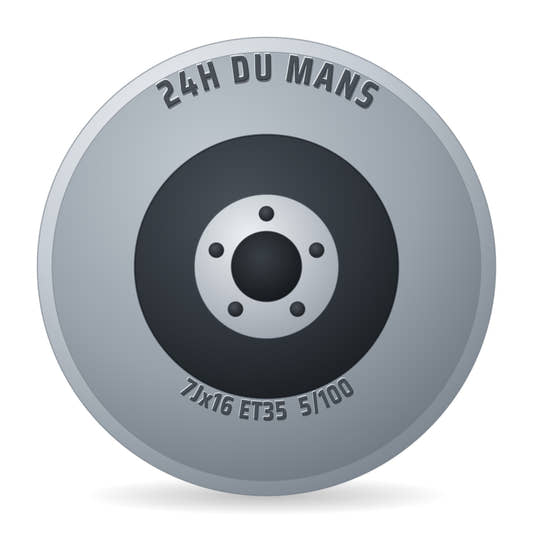 24H DU Mans LMP2 Schwarz Verblendung Poliert Felge 7x16 Zoll ET35 LK 5x100