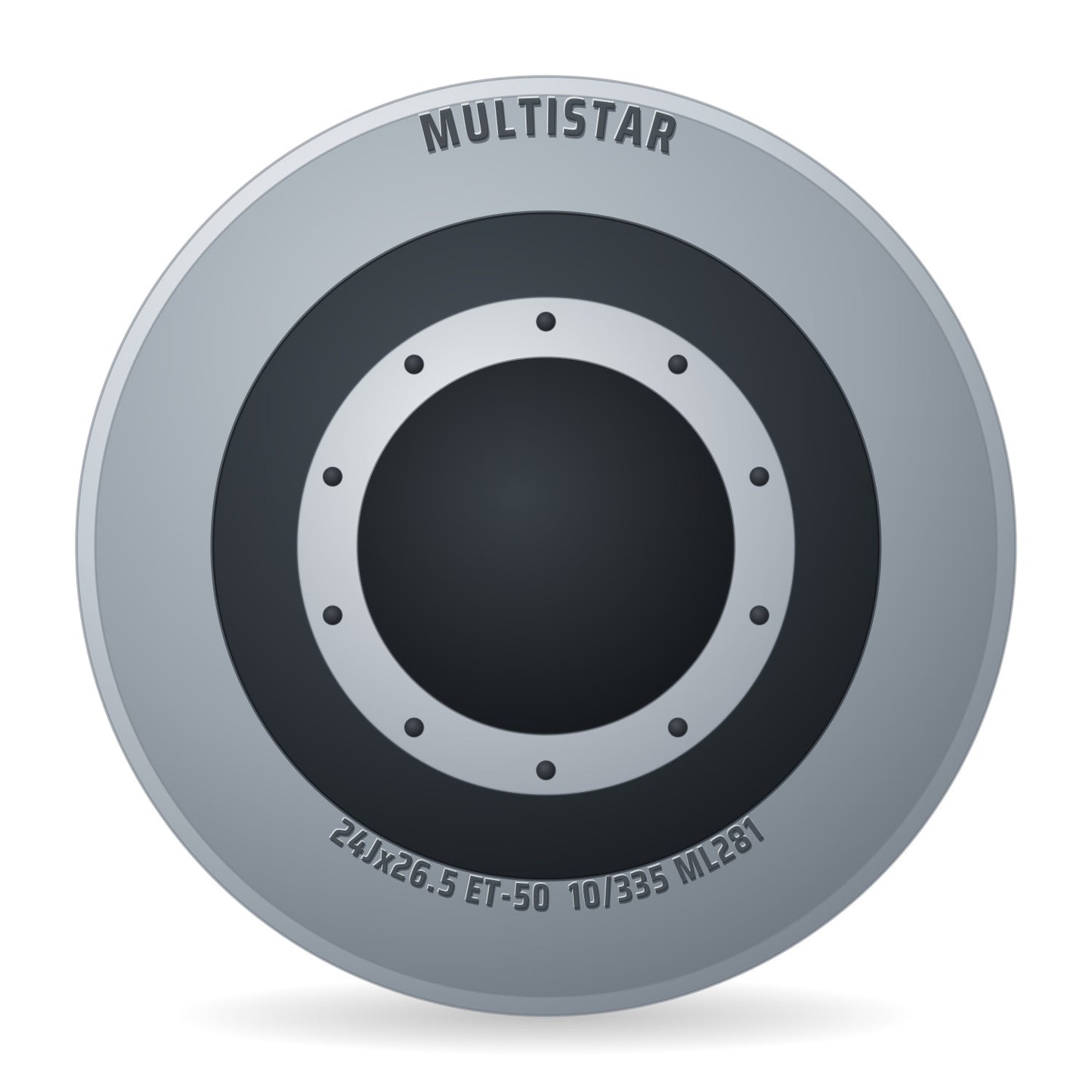 Multistar Stahlfelge 24x26,5 Zoll 10/335/281 ET-50 K3152 A3 27 Silber 9006