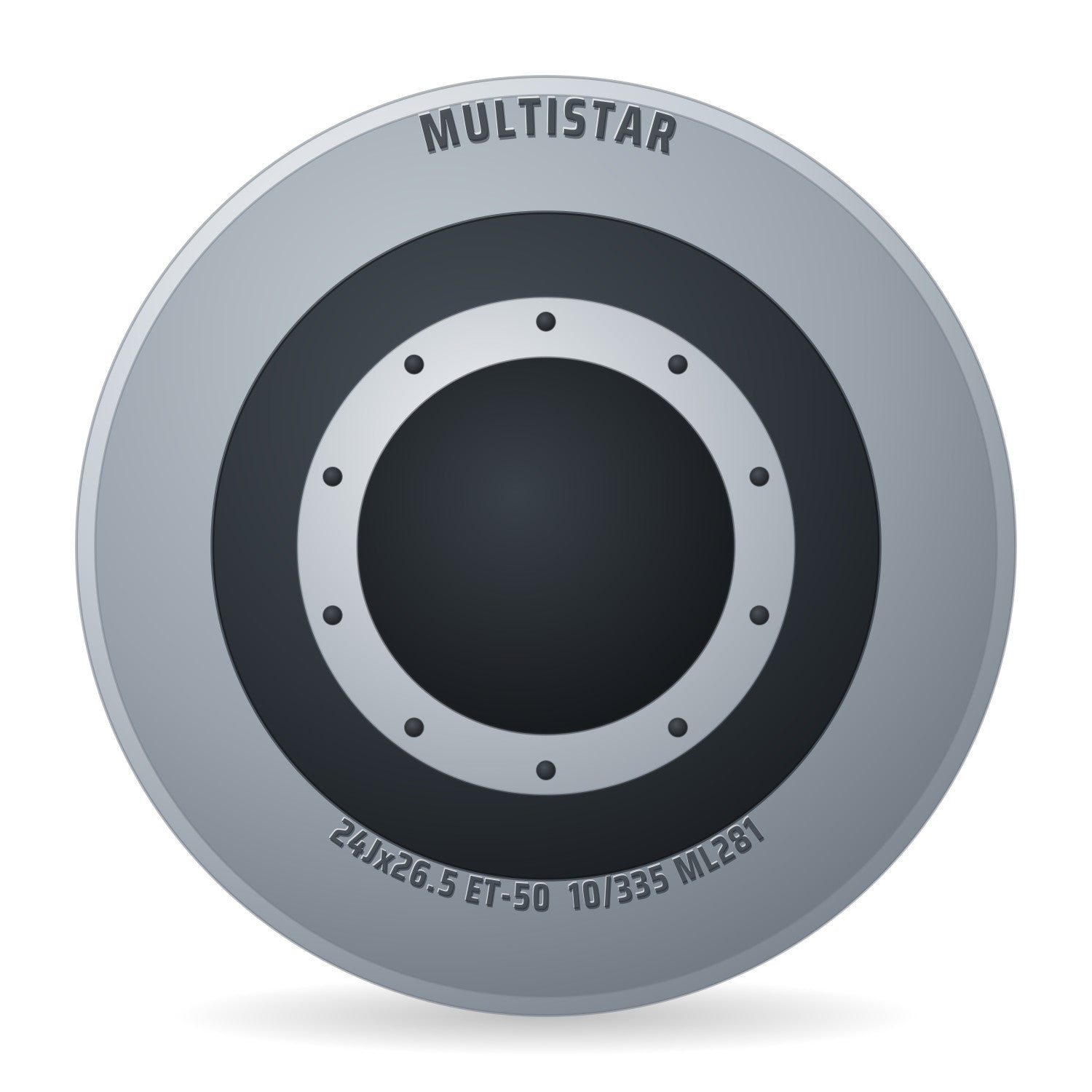 Multistar Stahlfelge 24x26,5 Zoll 10/335/281 ET-50 K3152 A3 27 Silber 9006