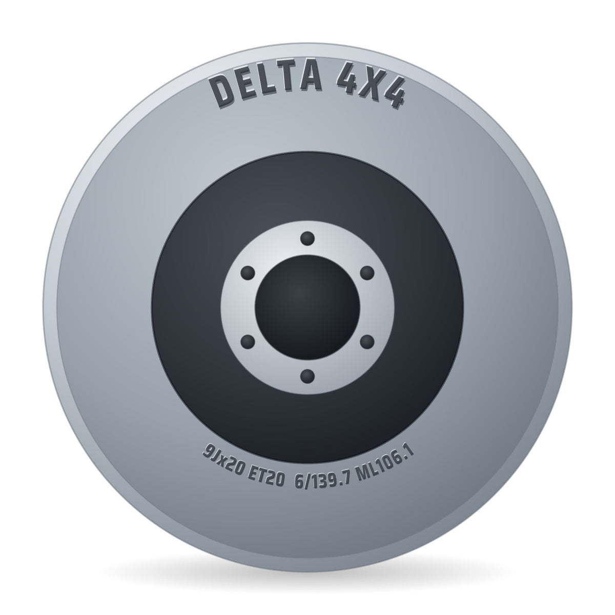 DELTA 4x4 Sins matt black Felge 9x20 Zoll ET20 LK 6x139.7 ML106.1