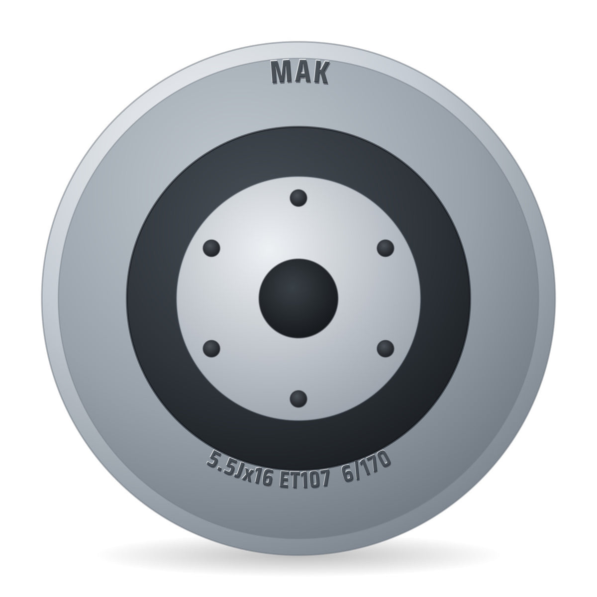 Mak F5560ccsi107day schwarz/silber DOT: Felge 5.5x16 Zoll ET107 LK 6x170