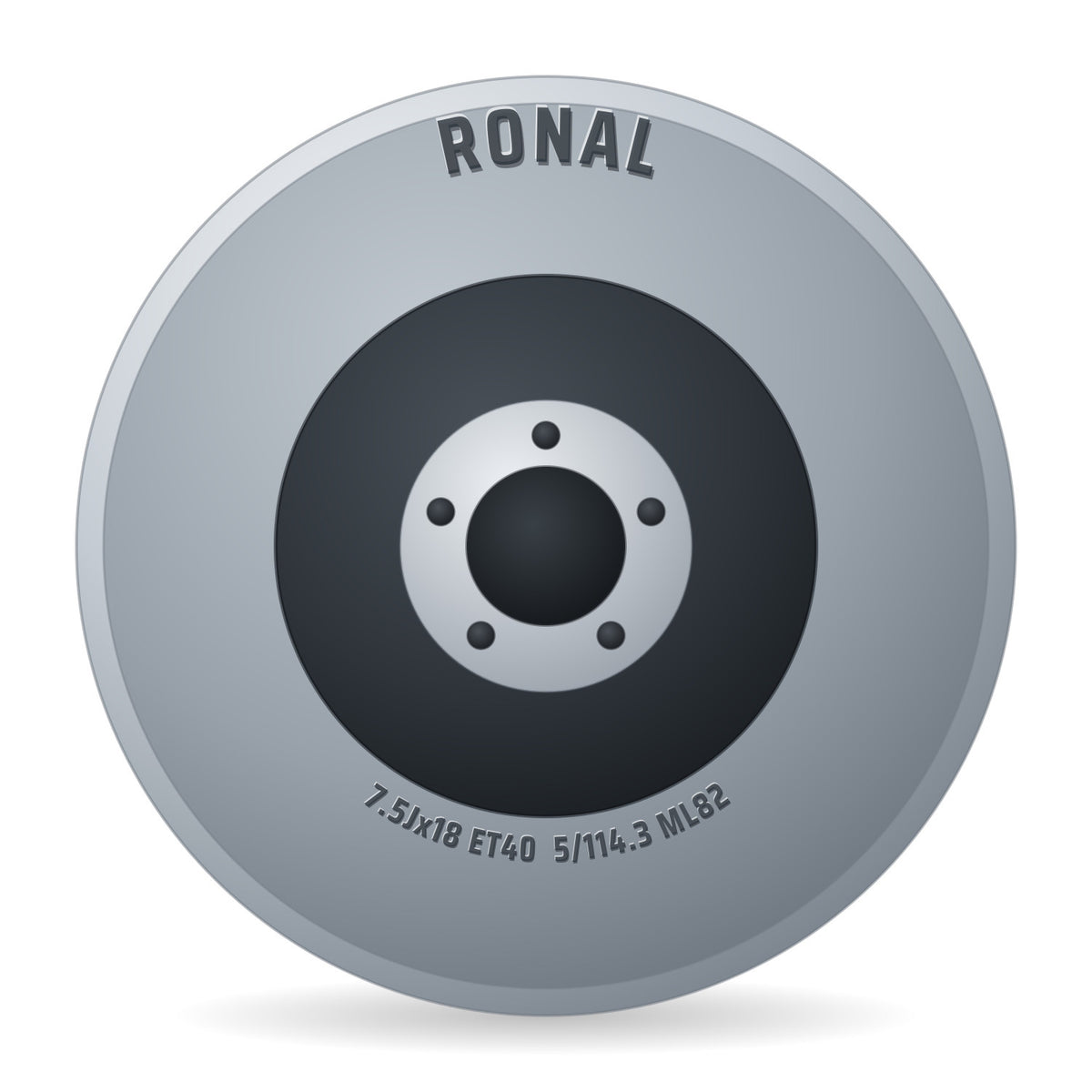 Ronal R62 Chrome jetblack Felge 7.5x18 Zoll ET40 LK 5x114.3 ML82