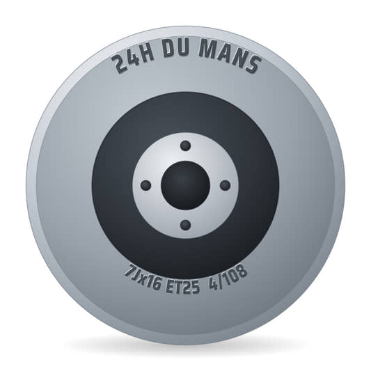 24H DU Mans LMP2 Schwarz Verblendung Poliert Felge 7x16 Zoll ET25 LK 4x108