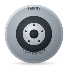 Infiny TX Silber Individual Felge 6.5x16 Zoll ET55 LK 5x130
