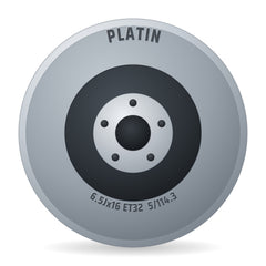 Platin P115 Black Shiny Lz/lk: NB:66 1 Felge 6.5x16 Zoll ET32.1 LK 5x114.3