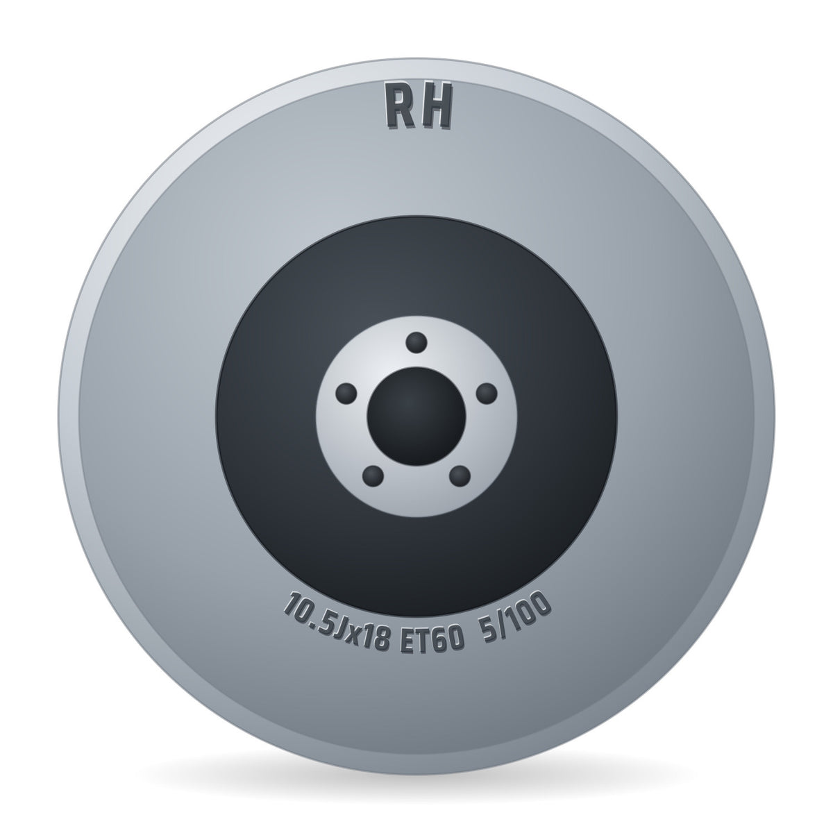 RH Alurad AL CUP 64.1 Silber/horn Hochgl.pol. Felge 10.5x18 Zoll ET60 LK 5x100