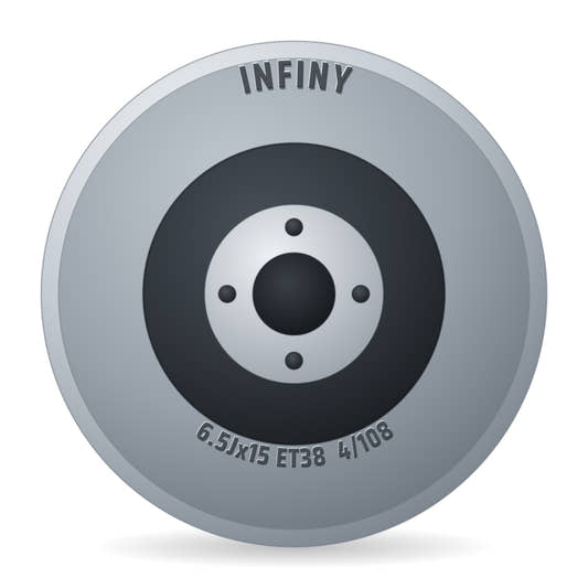 Infiny Cobalt Schwarz Glänzend Verblendung Poliert Felge 6.5x15 Zoll ET38 LK 4x108