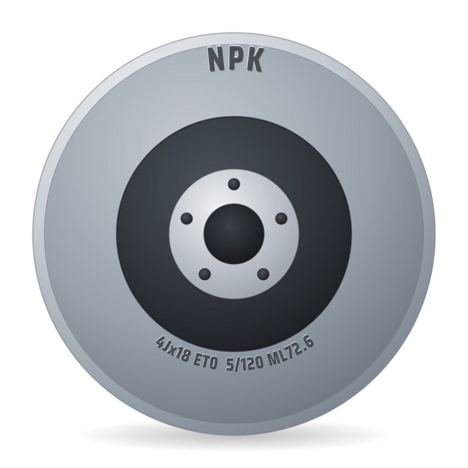 NPK Notradset R603D schwarz Alufelge 4x18 Zoll ET0 LK 5x120 ML72.6